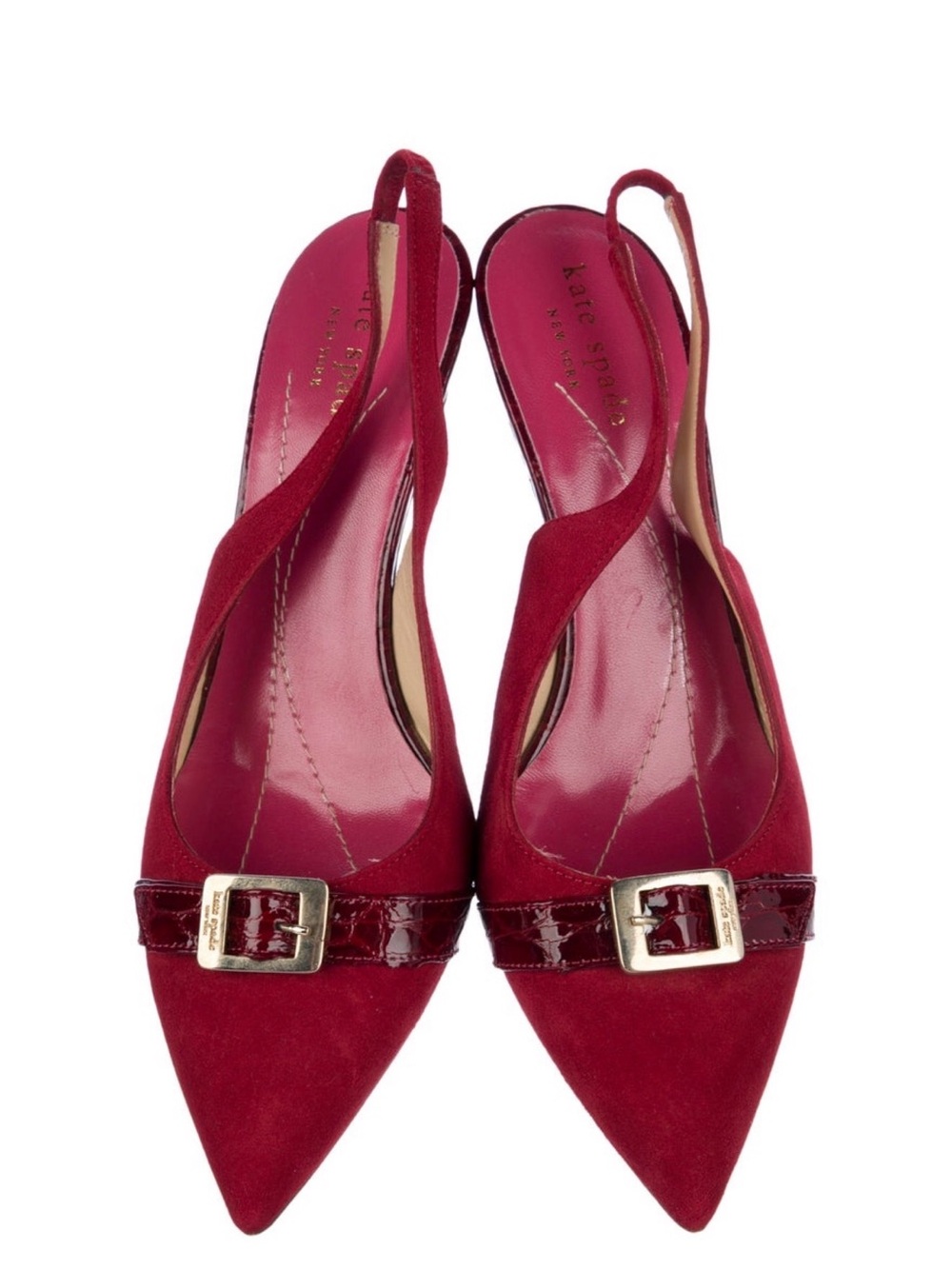kate spade Red Pointed Slingback Kitten Heel Pump